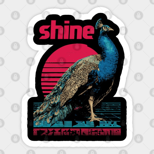 Peacock Shine in Retro Sunset Sticker by TuncGK
